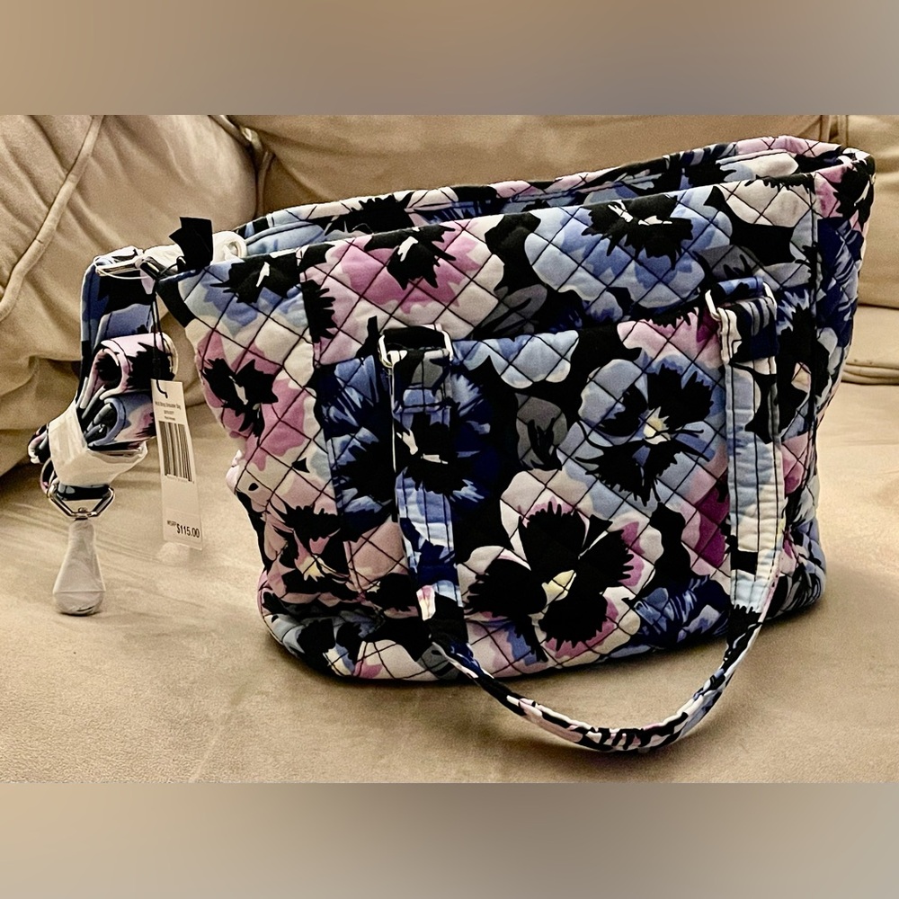 Vera Bradley Blue and Pink Floral Tote
Cross body long strap included.